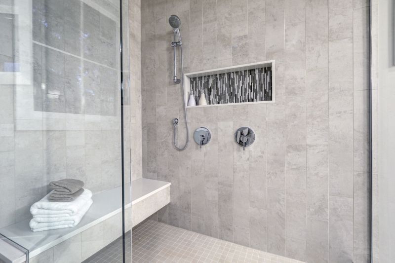 Minimalist Shower with Built-in Niches